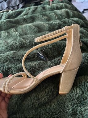 Windsor Gold Rhinestone Block Heels